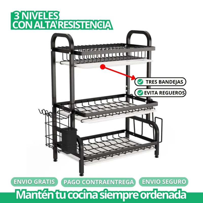 ESCURRIDOR EN ACERO INOXIDABLE 3 NIVELES